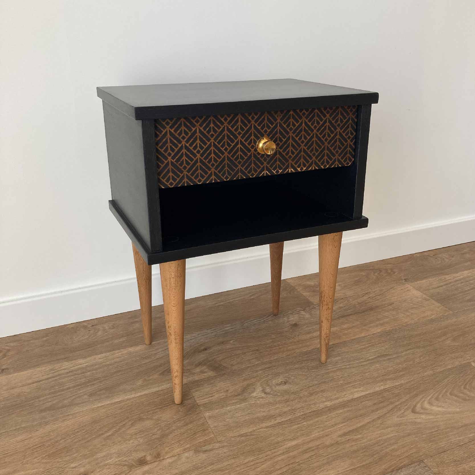 Black bedside, a drawer
