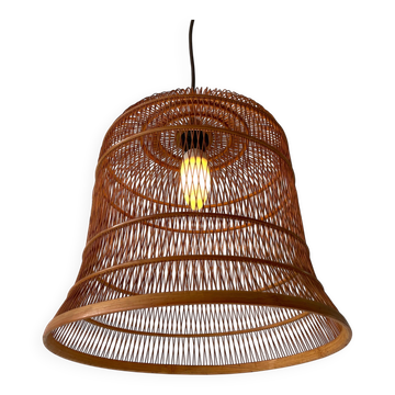 Unique Danish hanging lamp in the shape of a wooden cage, 1960s, Denmark.