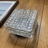 Square wall light, vintage ceiling light in transparent glass.