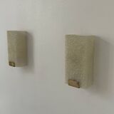 Pair of vintage wall lights, granite perspex and brass, France 1960