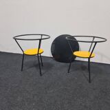 Pair of vintage glass topped side tables
