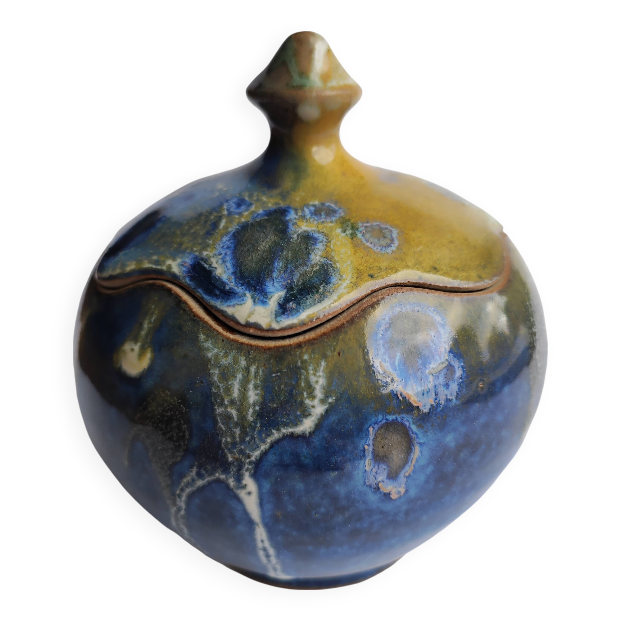 Stoneware candy box Nault pottery