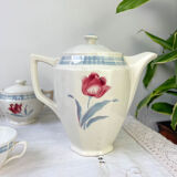 Vintage tea set in Sarreguemines flowered earthenware, "Troyes" model
