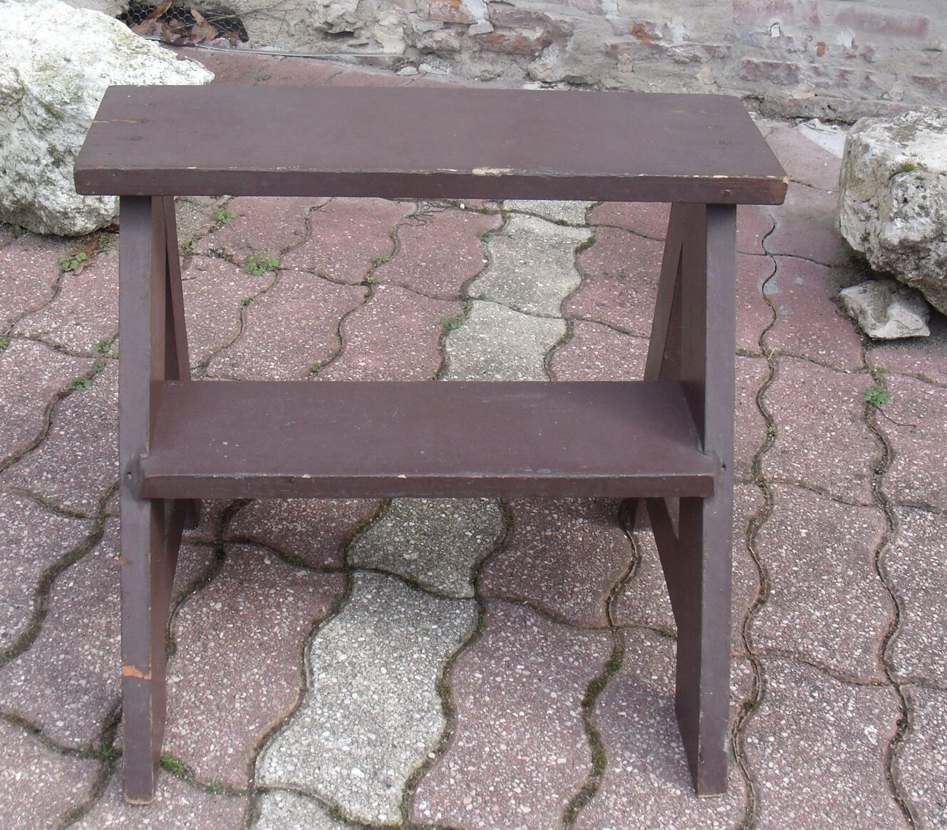 Old market foot stool wood