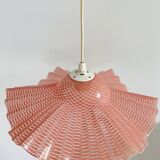 Pink molded glass pendant light