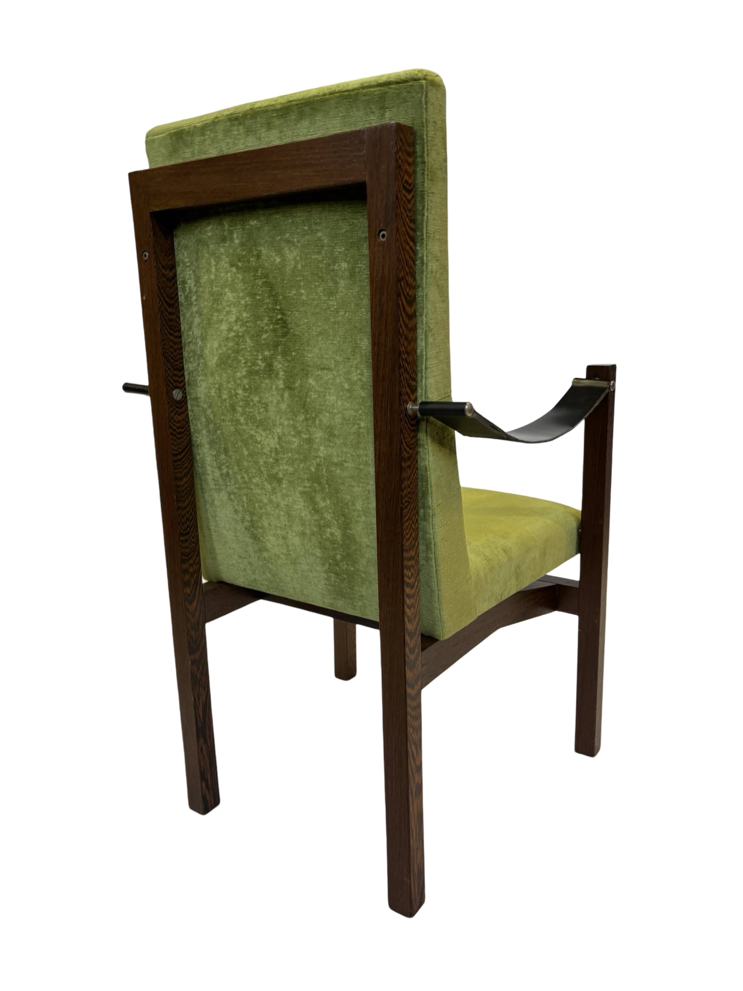 Vintage armchair solid wenge design 60s leather armrests design