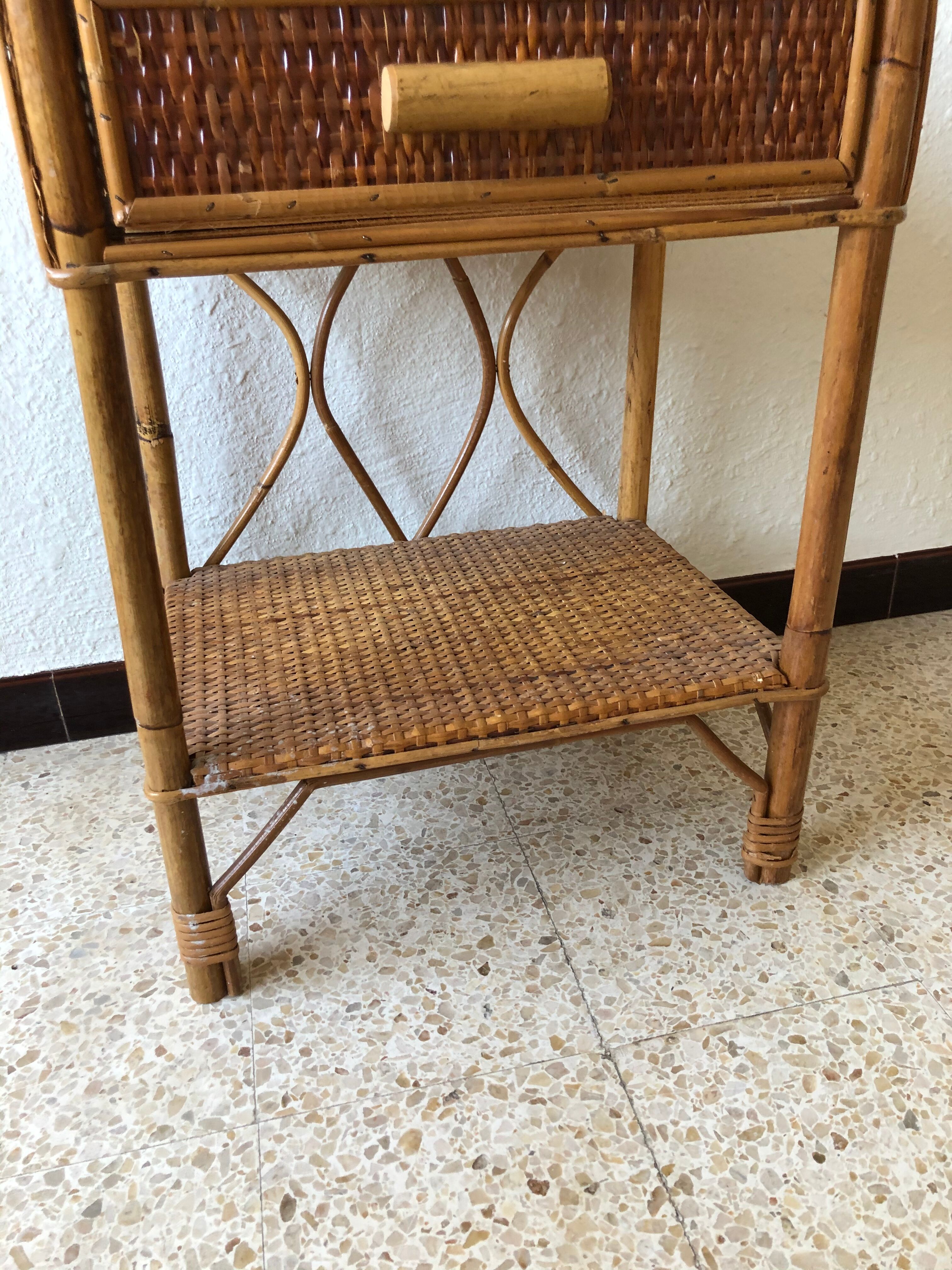 Vintage rattan nightstand
