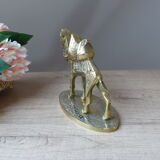 Sculpture figurine de chameau en laiton sur socle fait main vintage