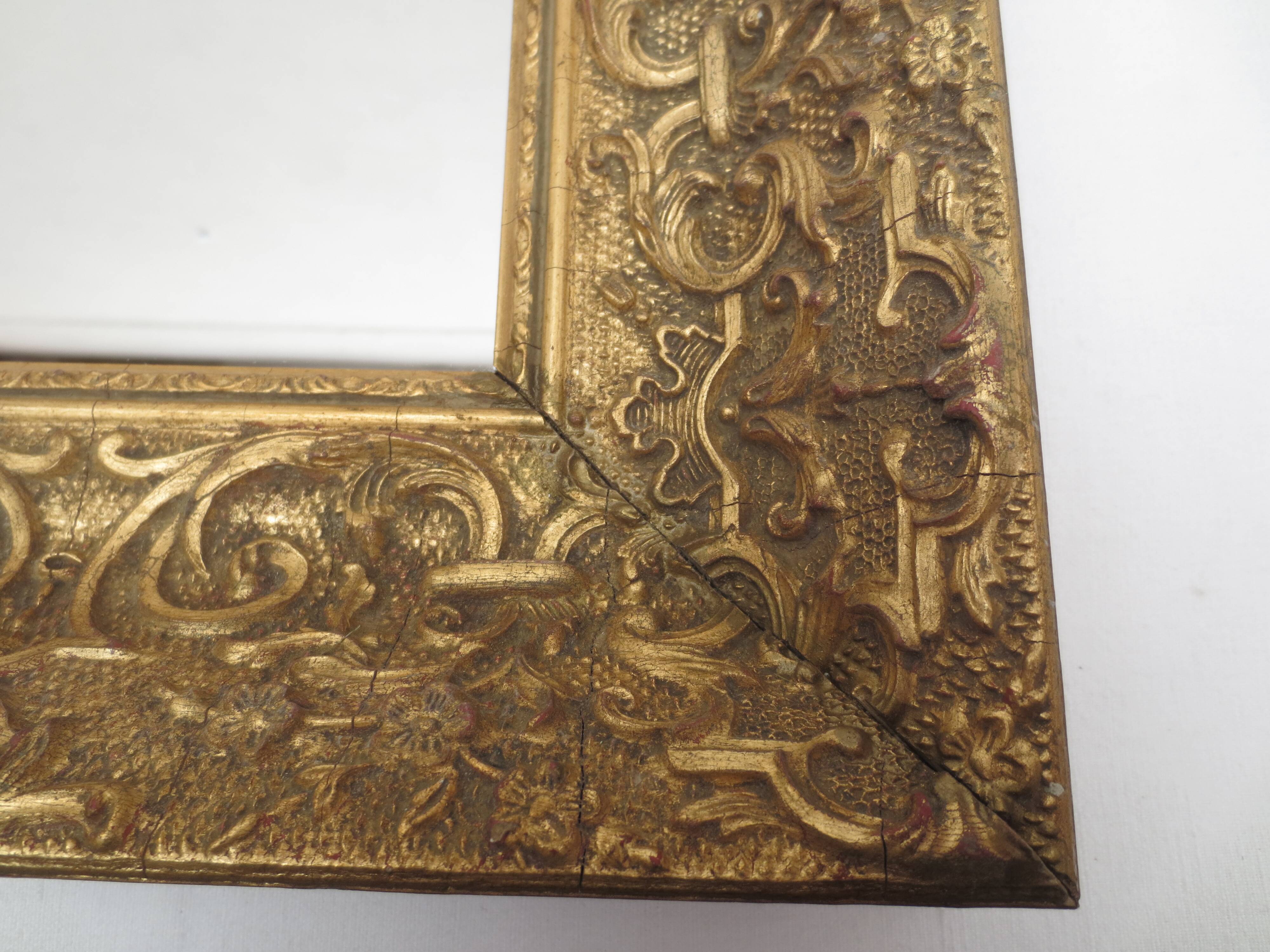 old rectangular mirror, gilded wood frame 44x54cm