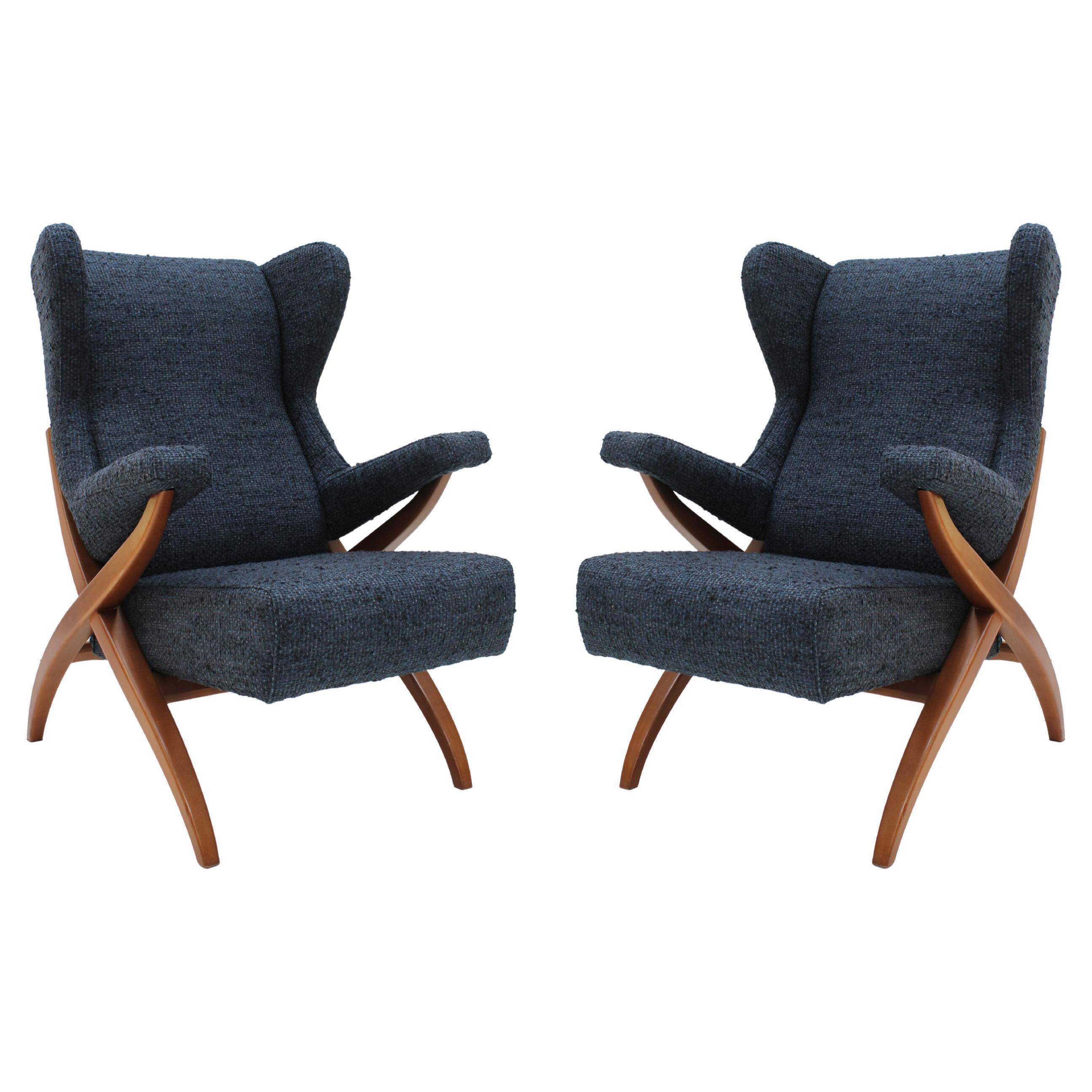 Mid Century Modern Fiorenza Italian Armchairs Designed By Franco Albini, 1950