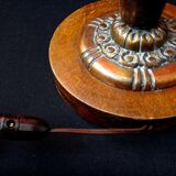 Art deco lamp foot wood copper stylized flowers 1925 design 52cm