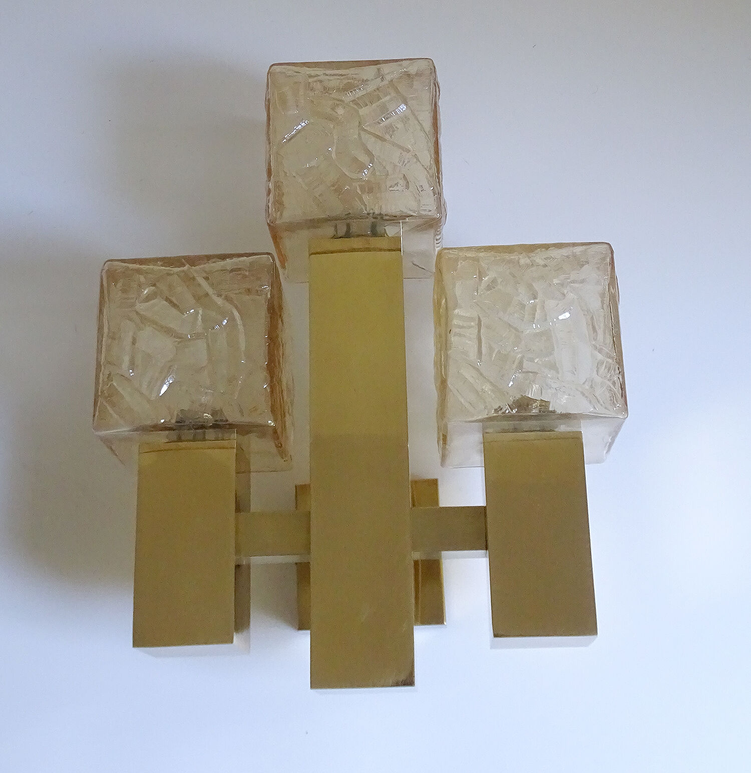 Vintage wall lamp Kalmar Austria, brass glass, 60s