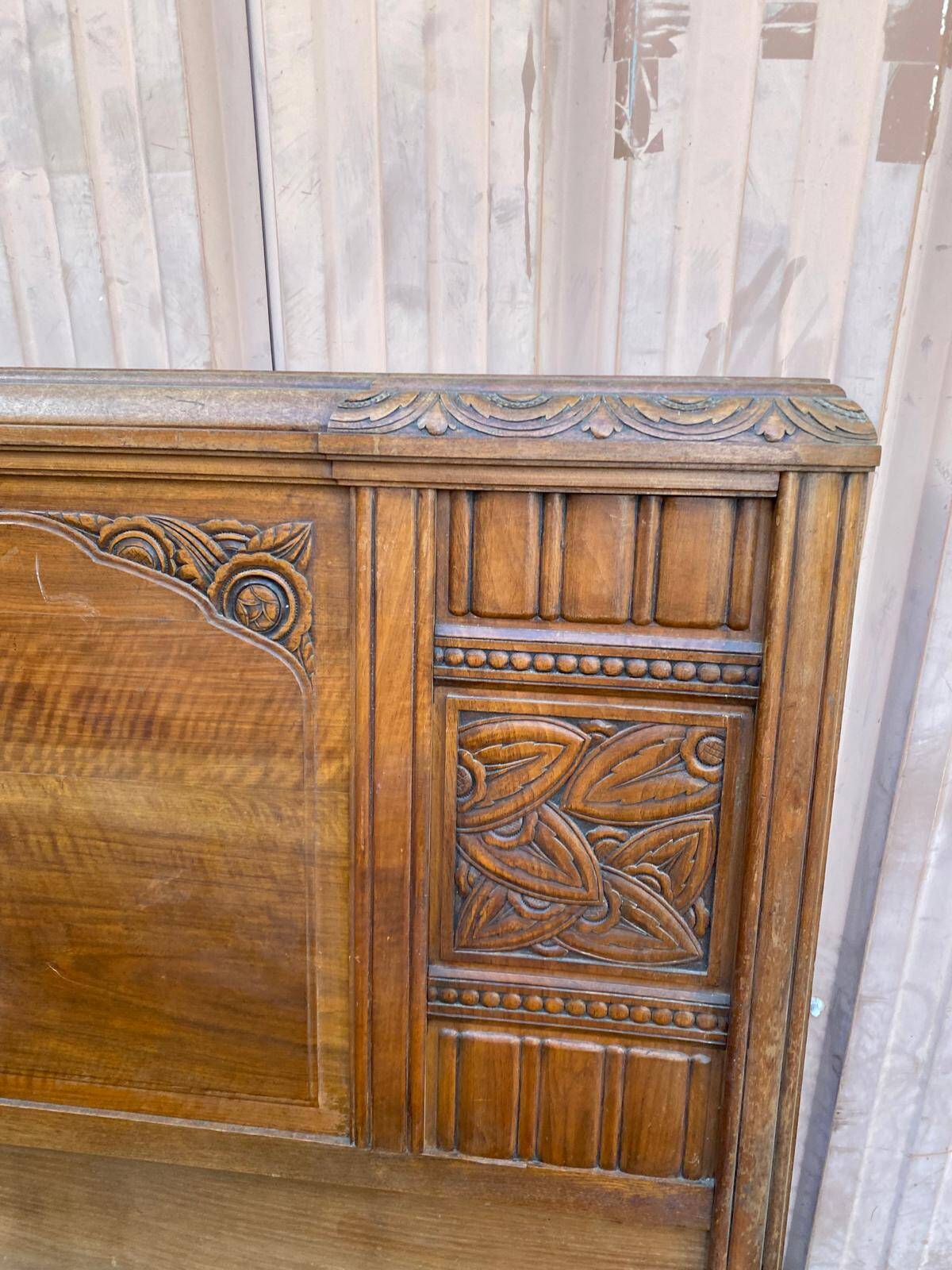 Art Deco headboard in solid oak, 1960, 138cm