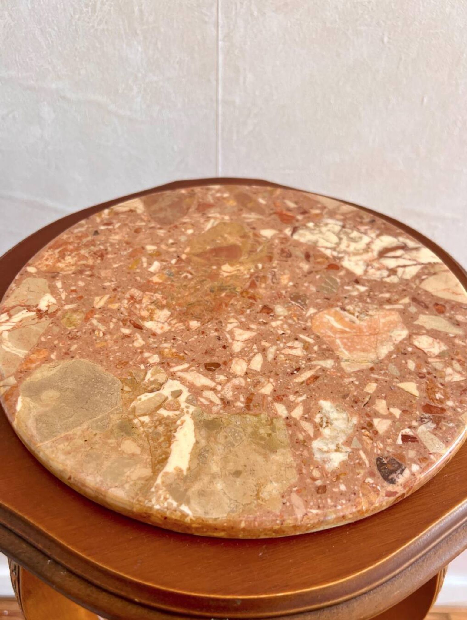 Vintage French marble plant stand, Louis XV pedestal table.