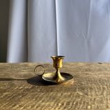 Small golden hand candlestick with a round loop handle D8 H6.5