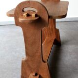 Table d’appoint brutaliste en bois exotique, 50’s.