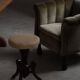 Adjustable Victorian-style piano stool with a jute fabric seat, early 20th century.