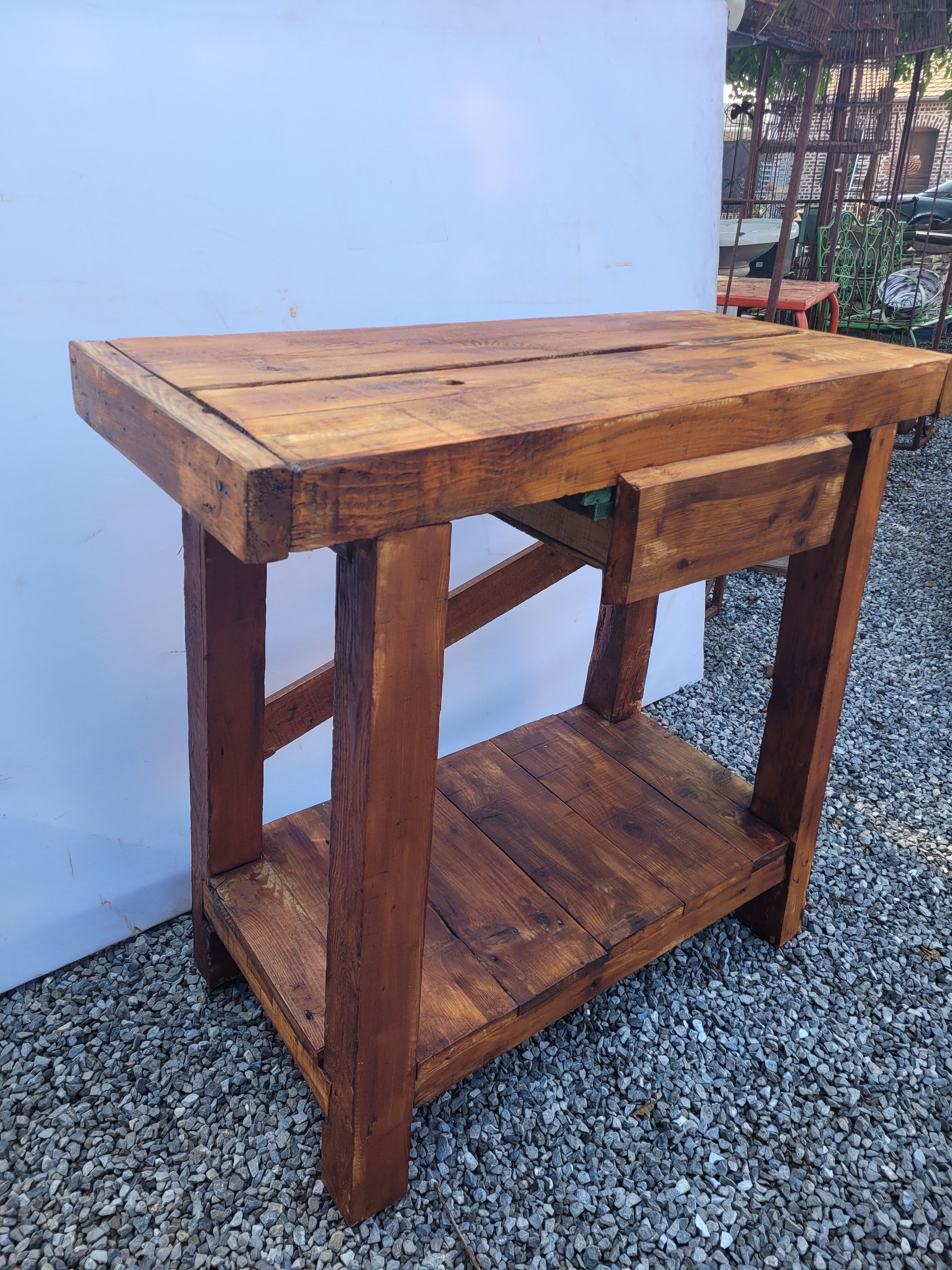 Wooden workbench 101×90cms with 1 drawer