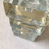 Set of 4 pressed glass ice cube candle holders