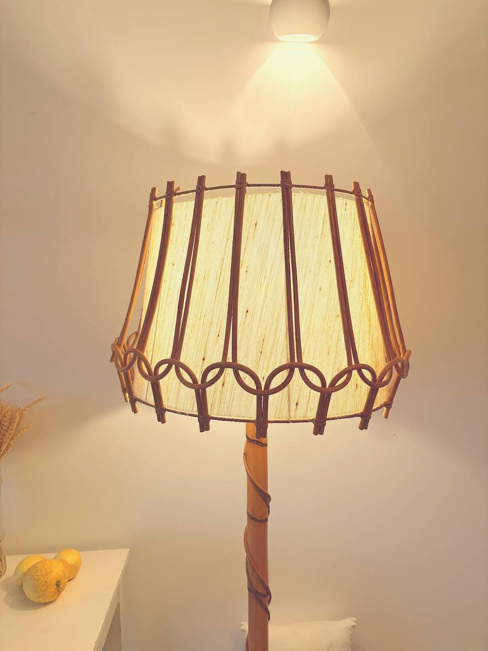 Vintage rattan floor lamp