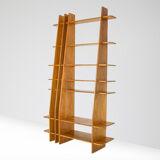 Italian shelving unit in walnut, bespoke vintage architect piece - 1980's
