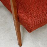 Pair of Uluv red Eastern Bloc armchairs, 1960s