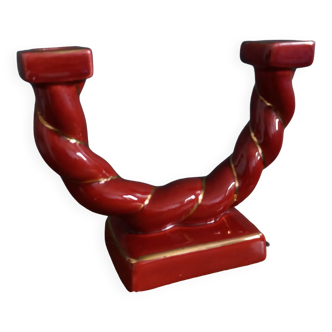 Longchamp twisted burgundy and gold candlestick holder model 1758