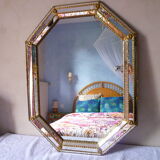 Octagonal mirror with facets  81x60cm