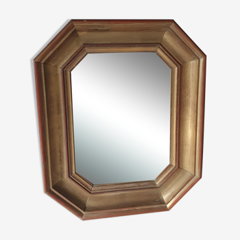 Miroir rectangulaire bois peint marron doré