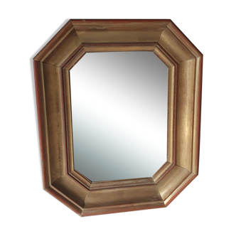 Miroir rectangulaire bois peint marron doré
