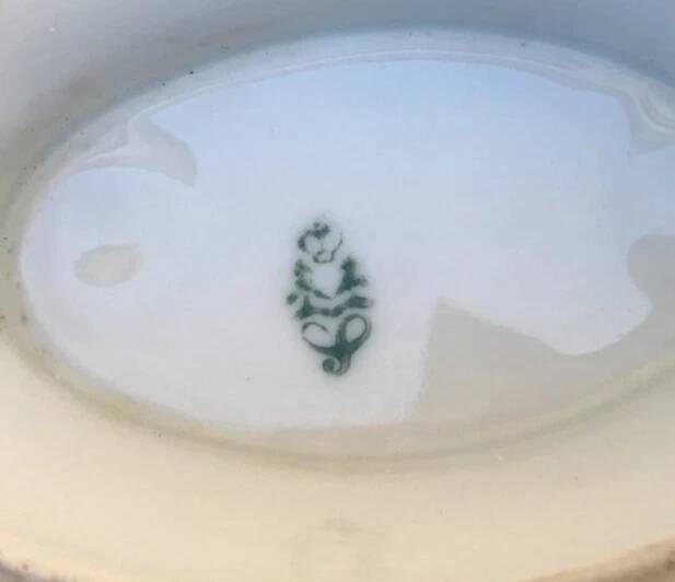 1940s Sauceboat on a Porcelain Frame, Schlaggenwald Manufacture