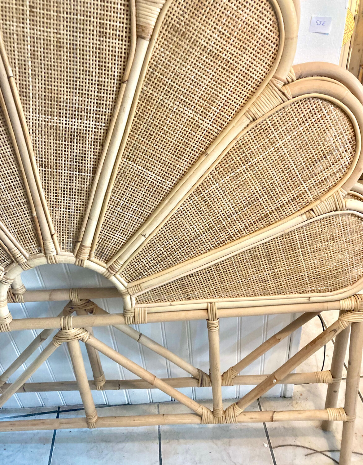 Canage headboard and rattan