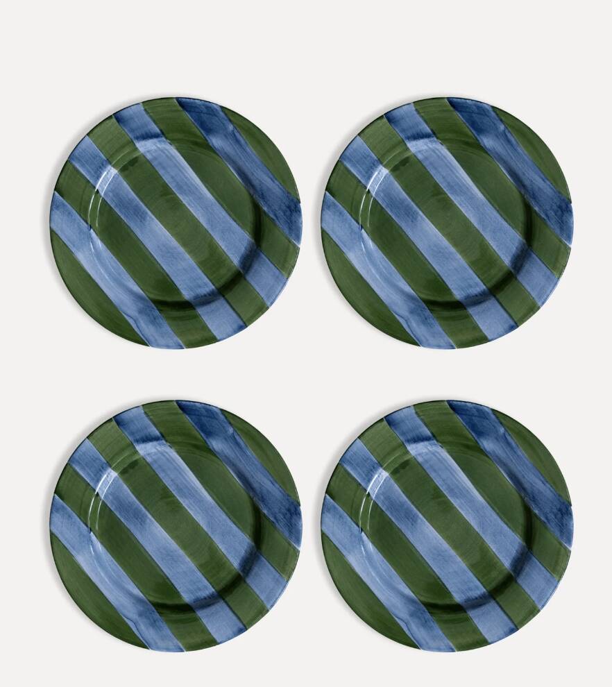 Set of 4 hand-painted ceramic dinner plates