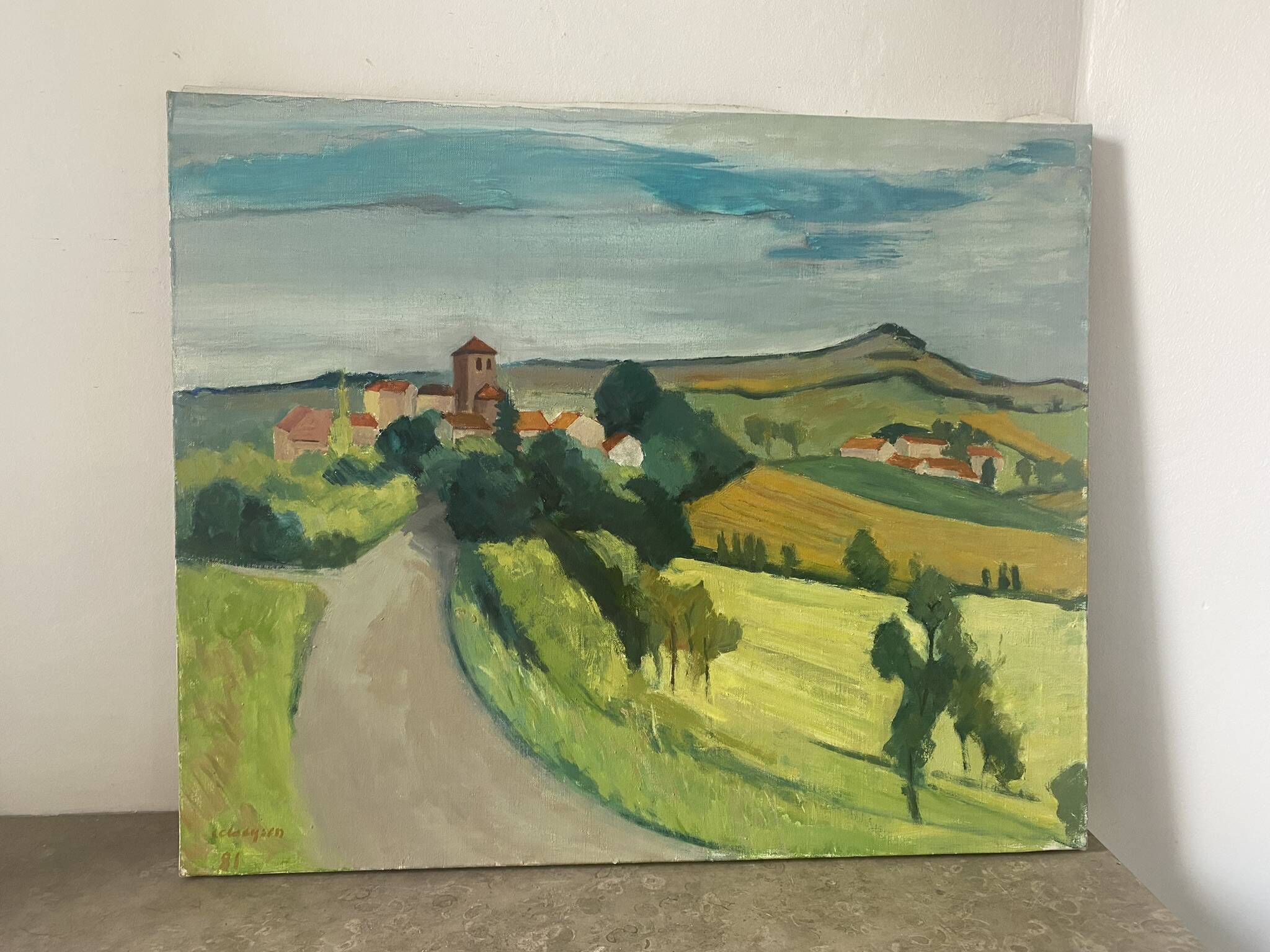 Paysage de 1981 signé Louise Claeysen