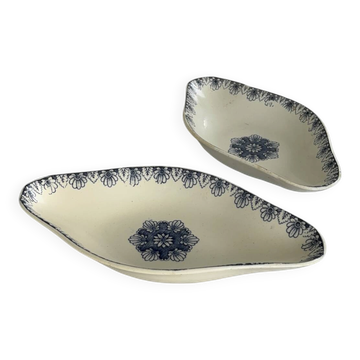Lot de 2 Ravier ancien en terre de fer k g luneville – plat faïence fr