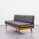 Daybed couch, 50s, walnut, redone