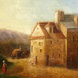 Tableau Ancien Ecole Hollandaise Campagne et Paysans
