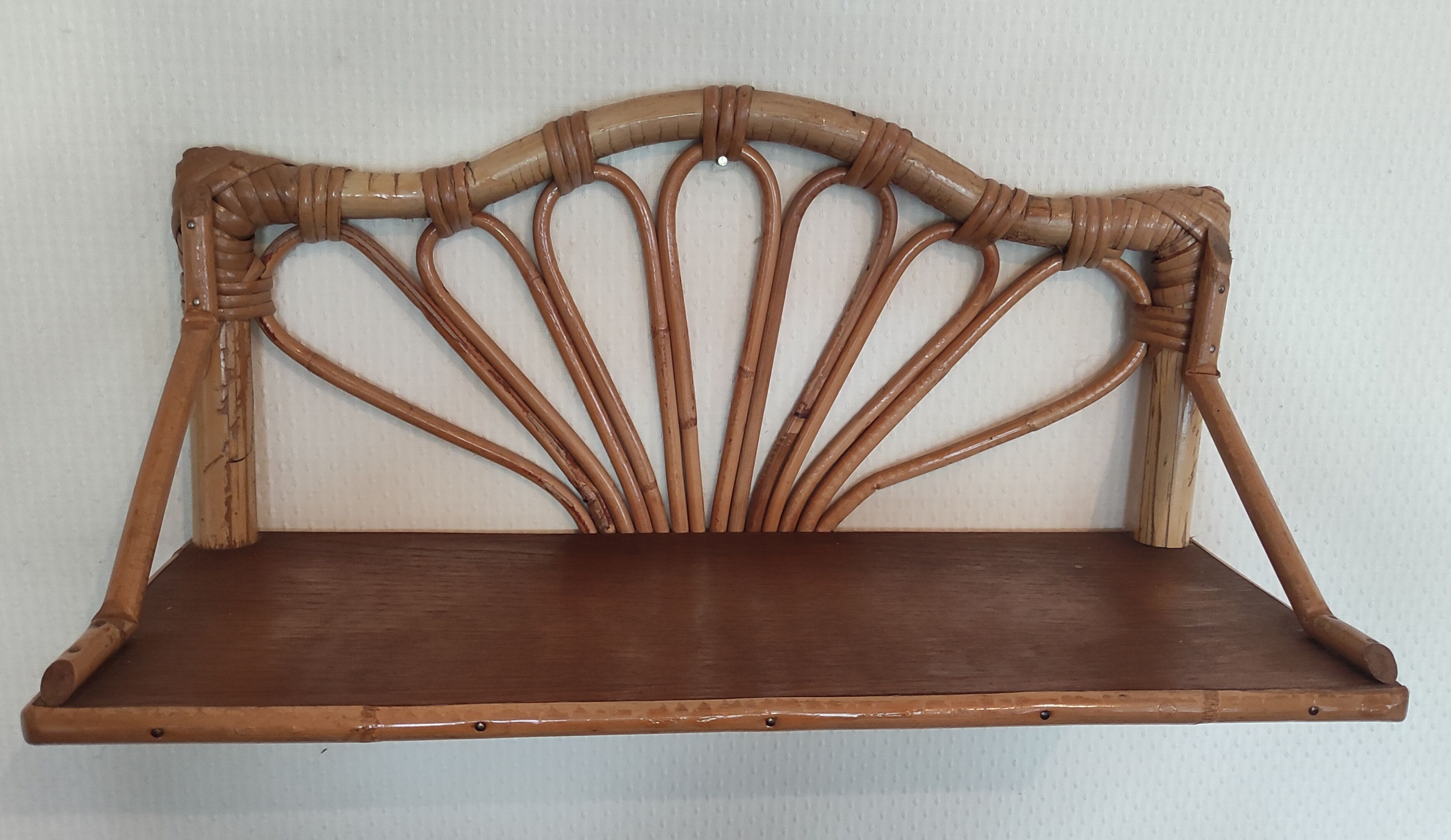 Rattan wall shelf