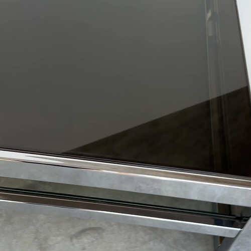 XL Belgo Chrom square coffee table in chrome & smoked glass – 1970s