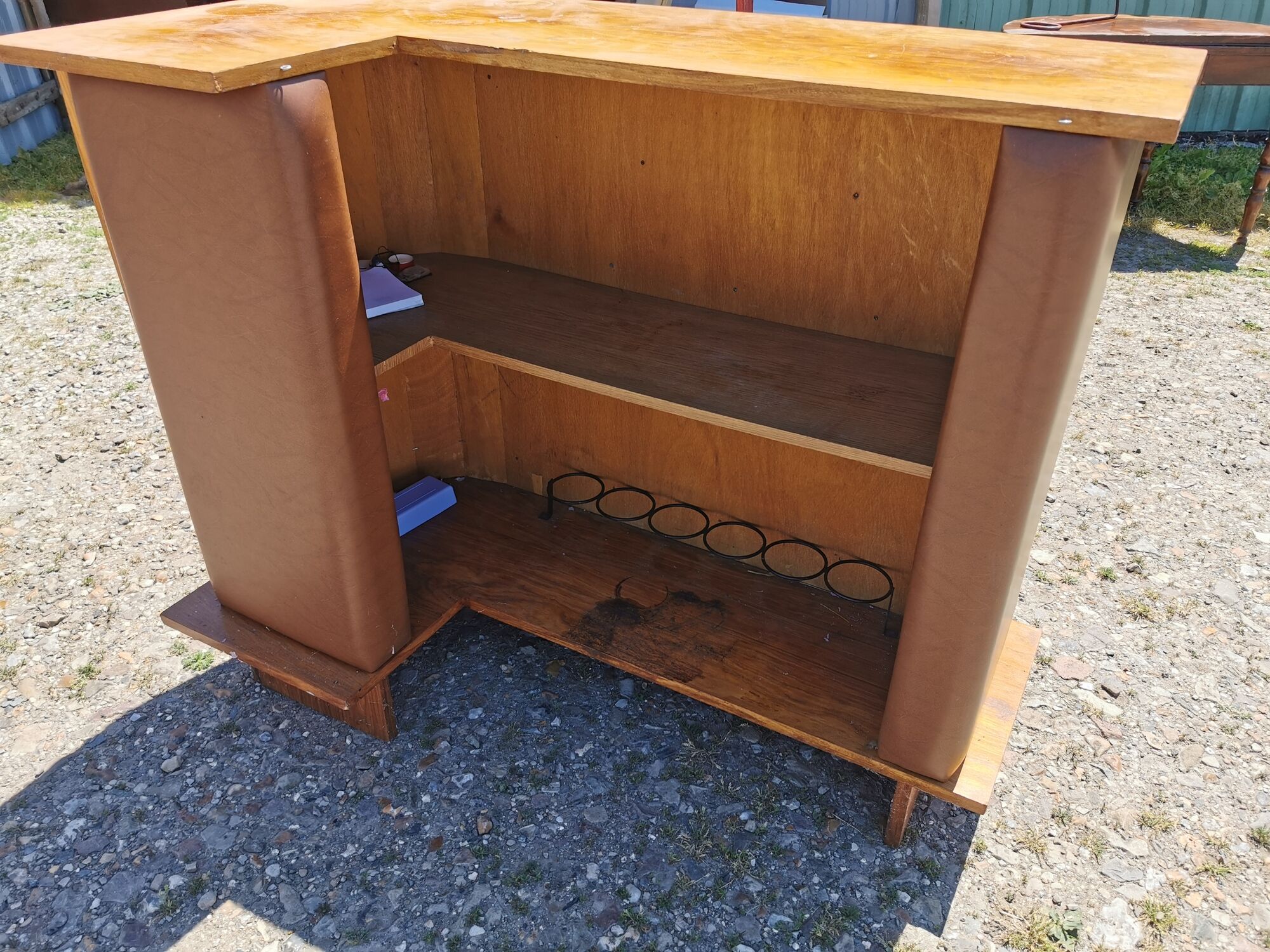Corner bar and old stool from the 60s/ 70s, seventies skaï, vintage