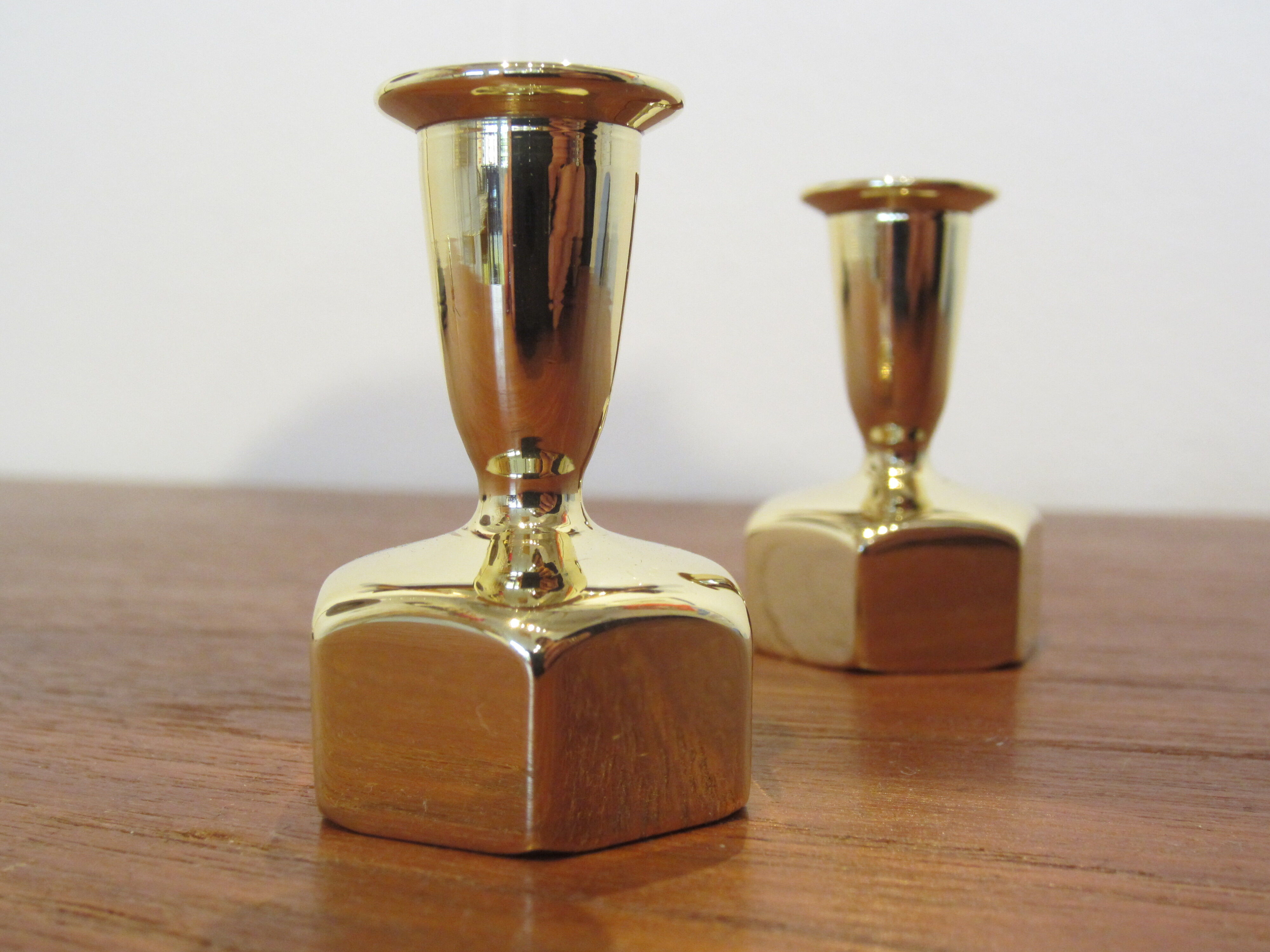 Pair of Scandinavian brass candlesticks L125 by Hans-Agne Jakobsson