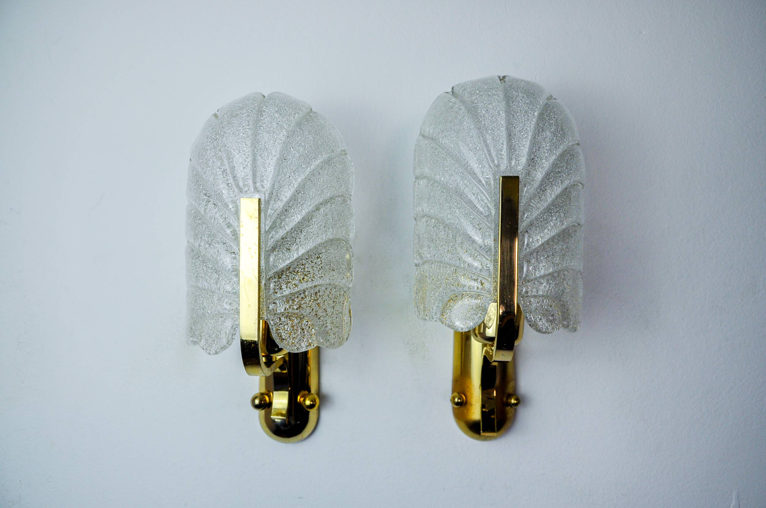 Pair of "leaf" wall lights by Carl Fagerlund, Murano glass, Germany, 1970