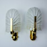Pair of "leaf" wall lights by Carl Fagerlund, Murano glass, Germany, 1970