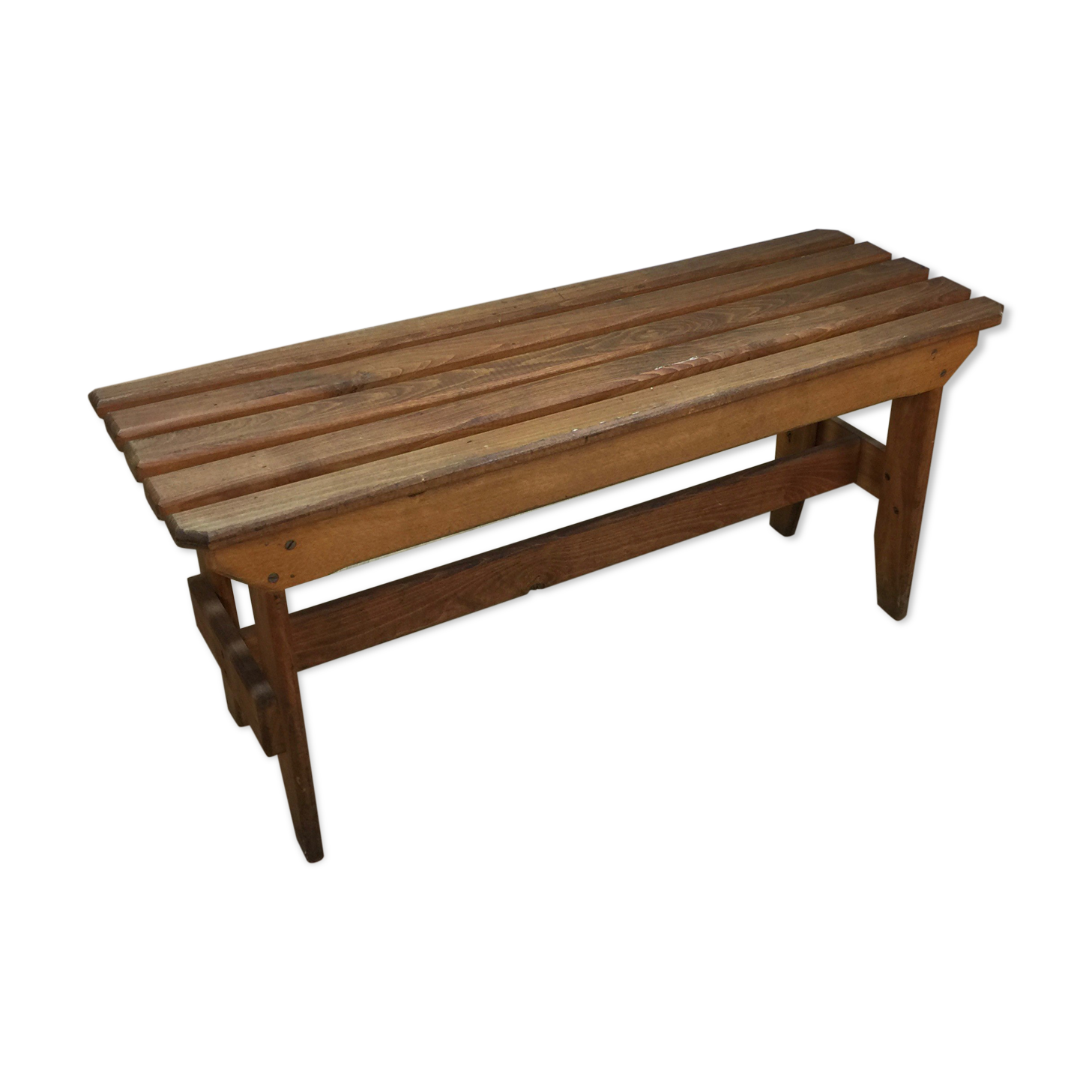 Slatted oak bench