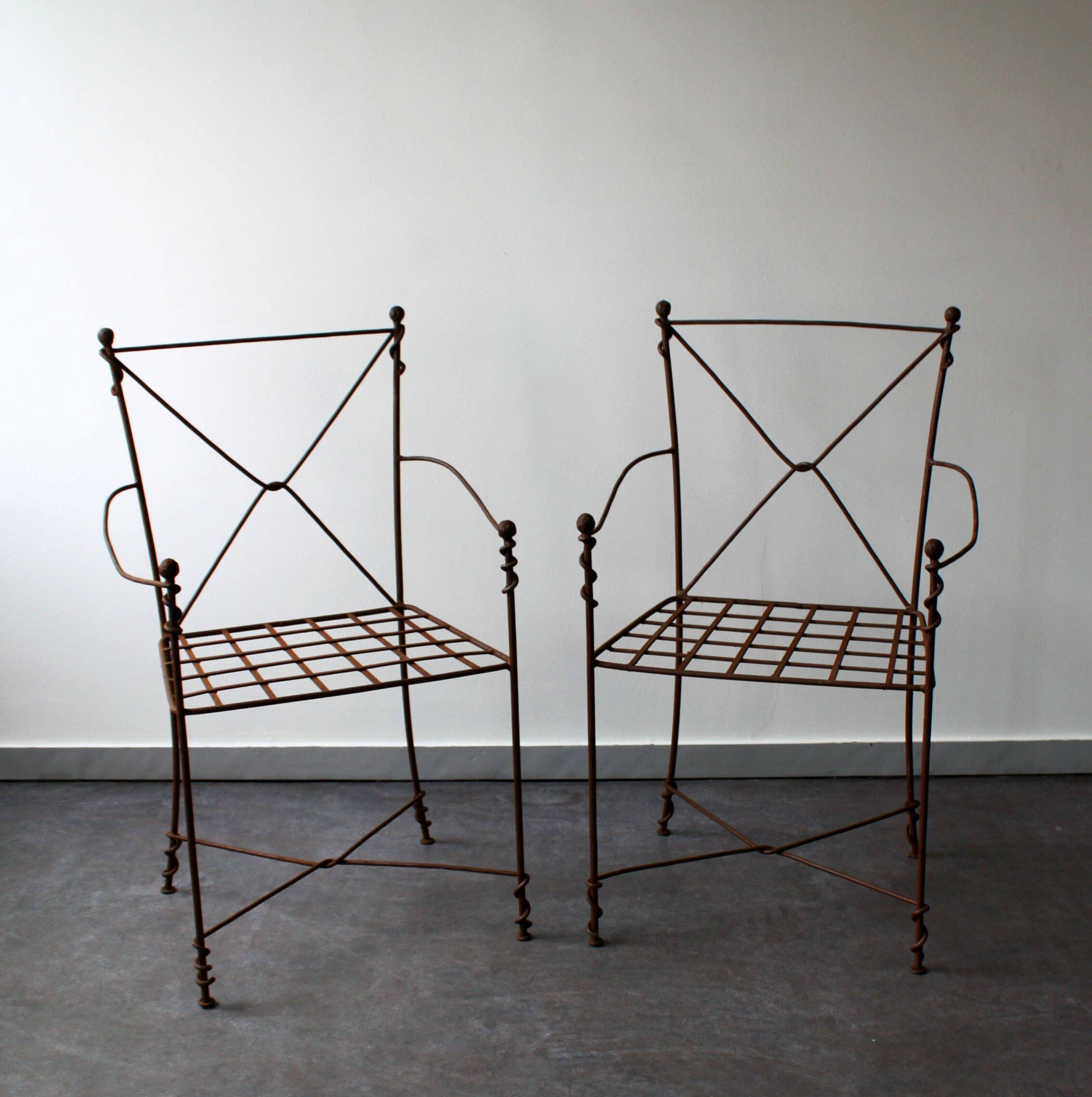 Wrought iron armchairs, Provençal style