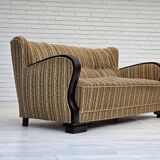 1960s, Danish 3-seater sofa, original, brown furniture wool, beech wood.