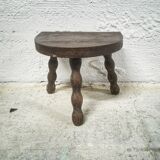 Tripod stool wood turned sitting half moon