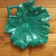 Vintage green vine leaf earthenware ceramic dish
