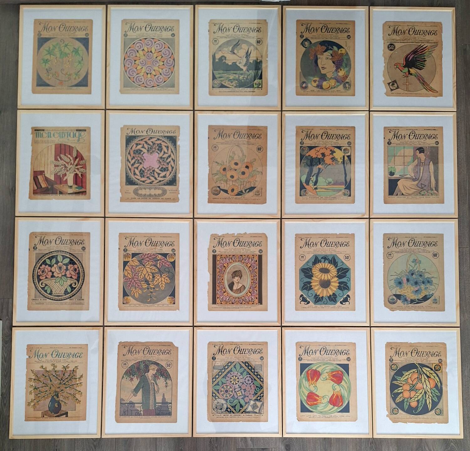 Art deco magazine covers, vintage retro decoration, paintings