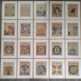 Art deco magazine covers, vintage retro decoration, paintings